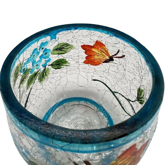 Yankee Candle Crackle Glass Votive Holder 3"x3" Butterflies Signify Freedom Hope - Picture 8 of 11